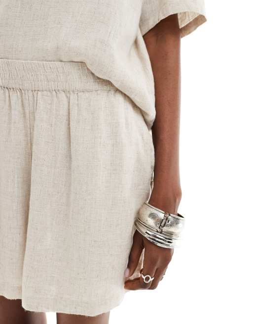 Noisy May linen mix shorts in oatmeal - part of a set, 4 of 5