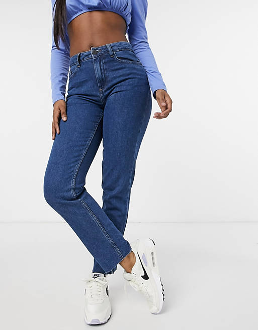 Noisy May Lizzi straight leg jeans in authentic blue wash