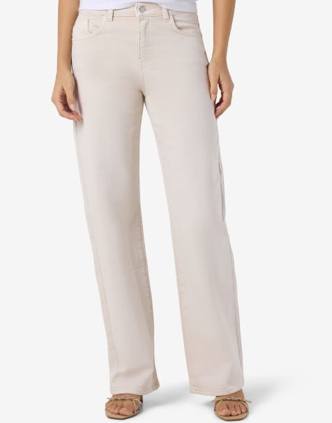 Noisy May – Ljusbeige jeans med rak passform - view 1