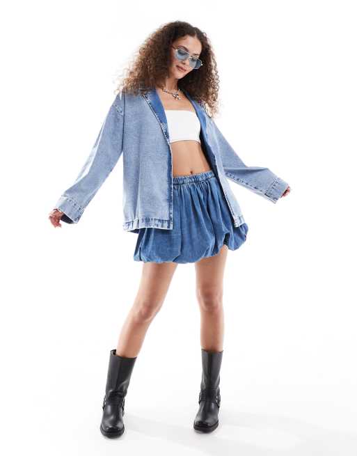 Noisy May – Ljusblå slouchy kavaj i denim