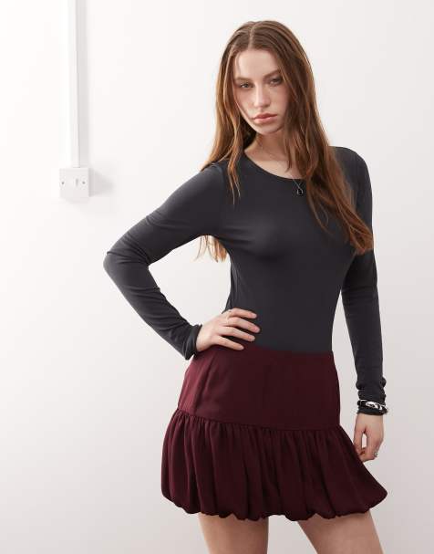 Noisy May long sleeve bodysuit in charcoal - view 1