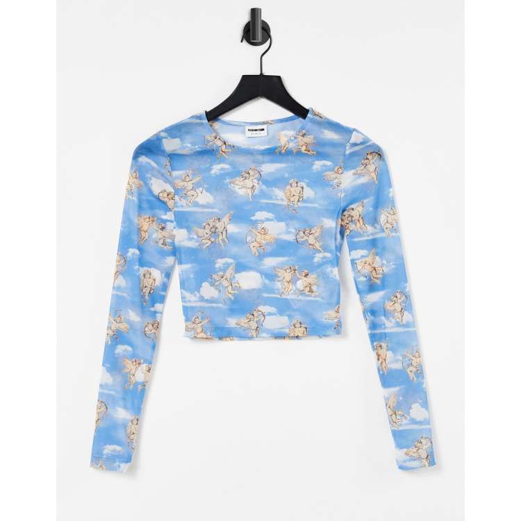 Cherub print hot sale mesh top