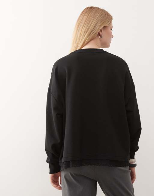 Noisy May long sleeve sweat with lace hem, 3 of 4