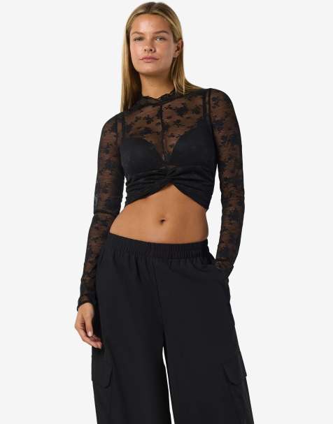 Noisy May Long sleeved top in black - view 1