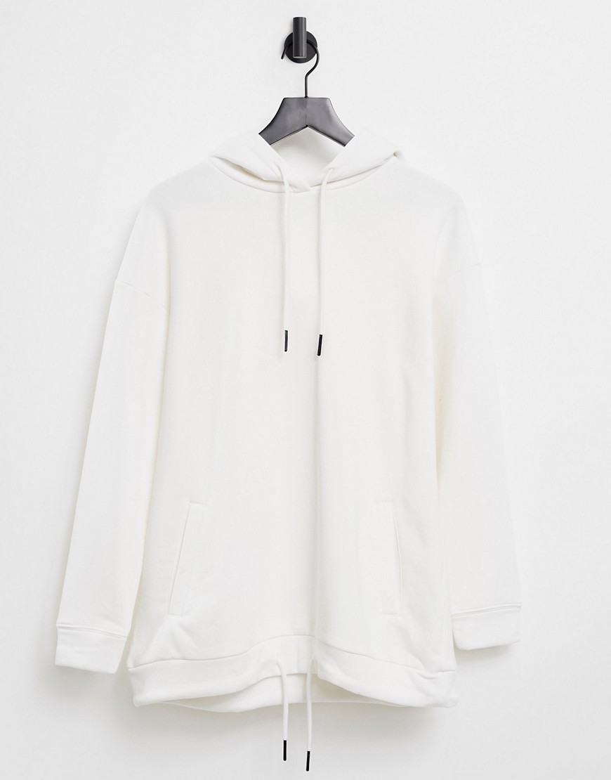 Noisy May longline hoodie in cream-White