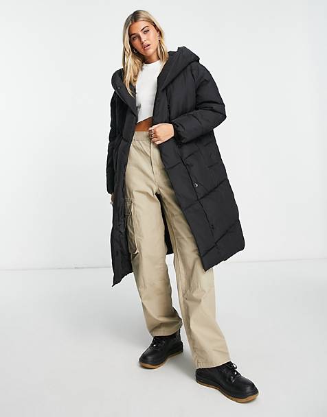 Black M Wanda in ylon Long coat WOMEN FASHION Coats Long coat Fur discount 64% 