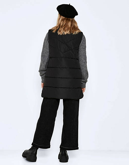 Coats & Jackets Noisy May longline padded gilet in black 
