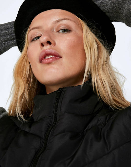 Coats & Jackets Noisy May longline padded gilet in black 