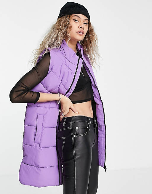Coats & Jackets Noisy May longline padded gilet in purple 