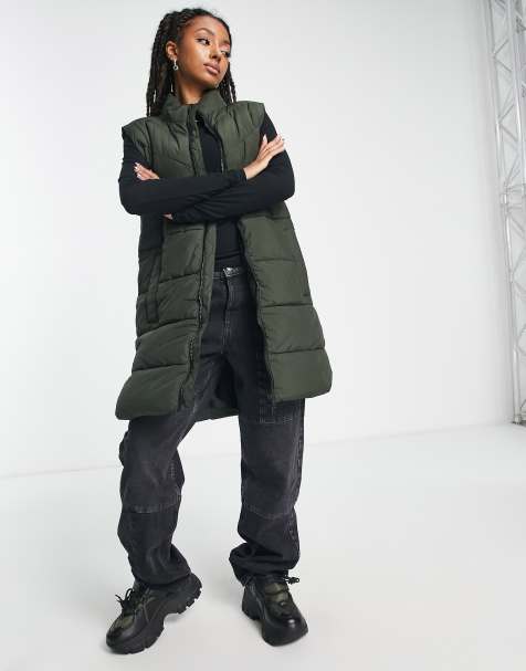 Noisy May longline padded vest in green - view 1
