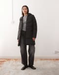 [Noisy May] Noisy May longline puffer with hood in black XL Black