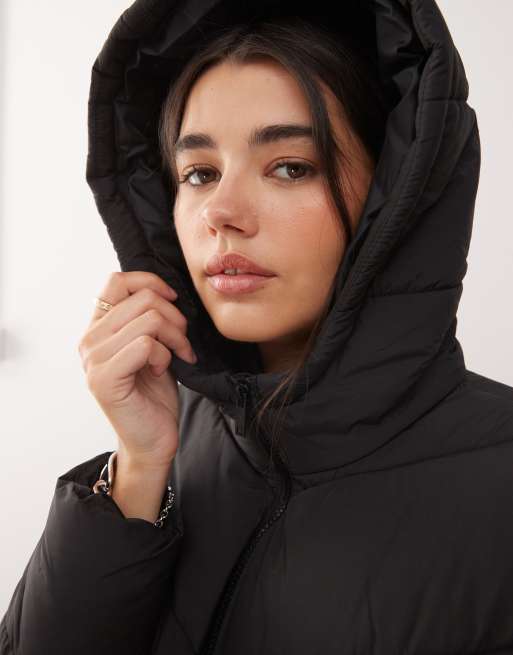 Noisy May longline puffer with hood in black, 3 of 4