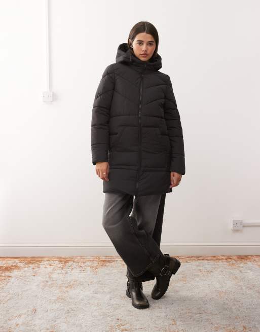 Noisy May longline puffer with hood in black, 4 of 4