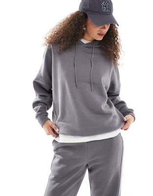 loose fit hoodie in charcoal - part of a set-Gray