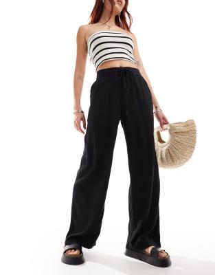 Noisy May Noisy May loose fit linen mix trouser co-ord in black