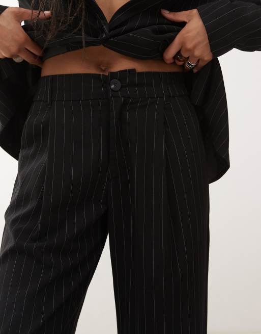 Noisy May loose fit tailored trouser co-ord in black pinstripe, 4 of 5