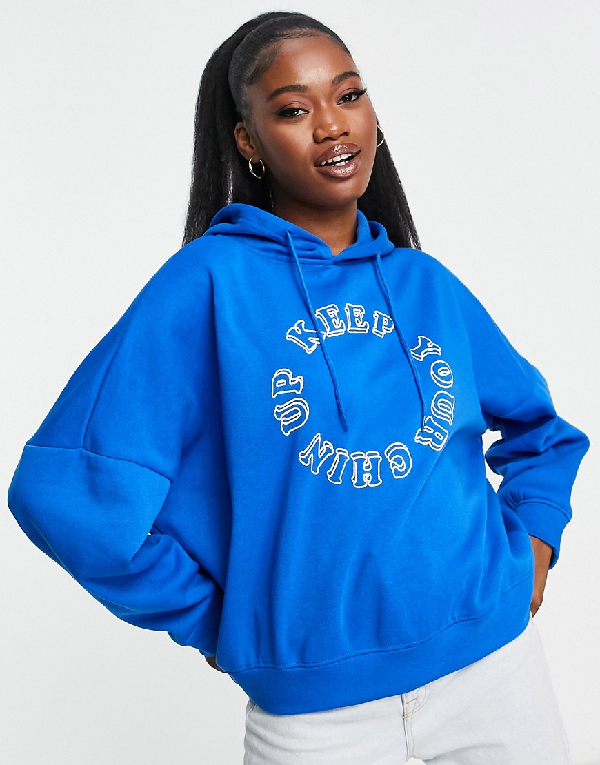 Noisy May loose fitting hoodie in princess blue