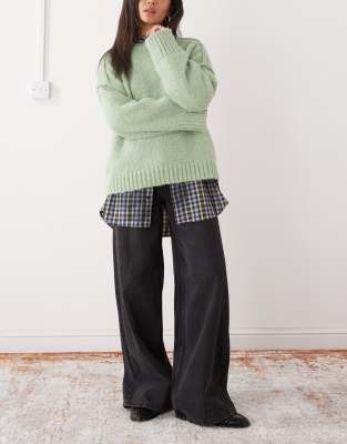 Noisy May Low Rise Wide Leg Jeans In Black