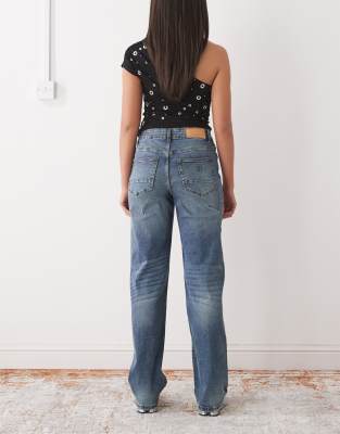 Noisy May Low Rise Wide Leg Jeans In Blue