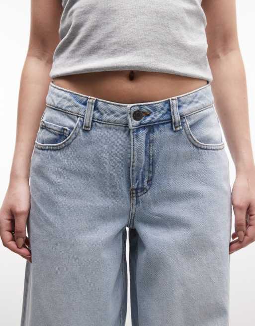 Noisy May low rise wide leg jeans in light blue denim, 4 of 5