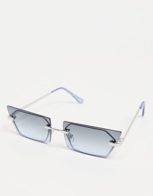 Noisy May - Lunettes de soleil angulaires style années 90 - Argenté