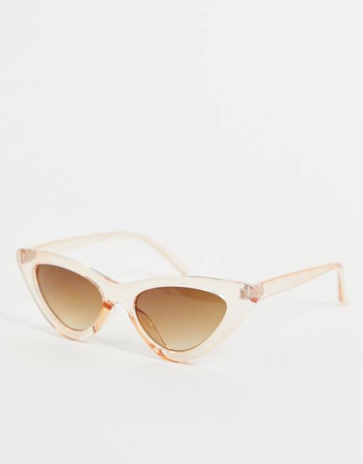 Noisy May Lunettes de soleil yeux de chat avec monture transparente et verres or rose ASOS