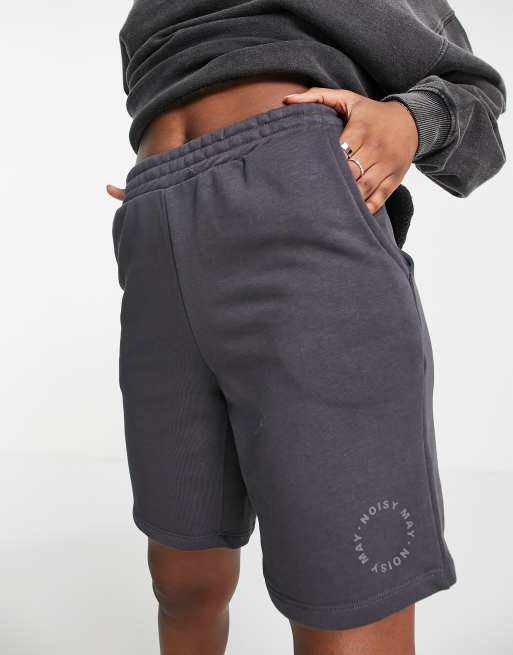 Noisy May Lupa sweat shorts in dark charcoal