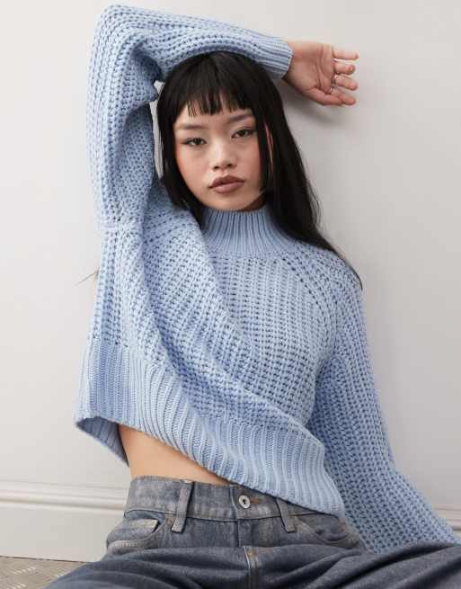 Noisy May - Maglione accollato taglio corto azzurro