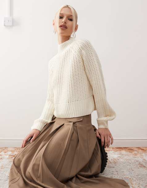 Noisy May - Maglione accollato taglio corto color crema - view 1