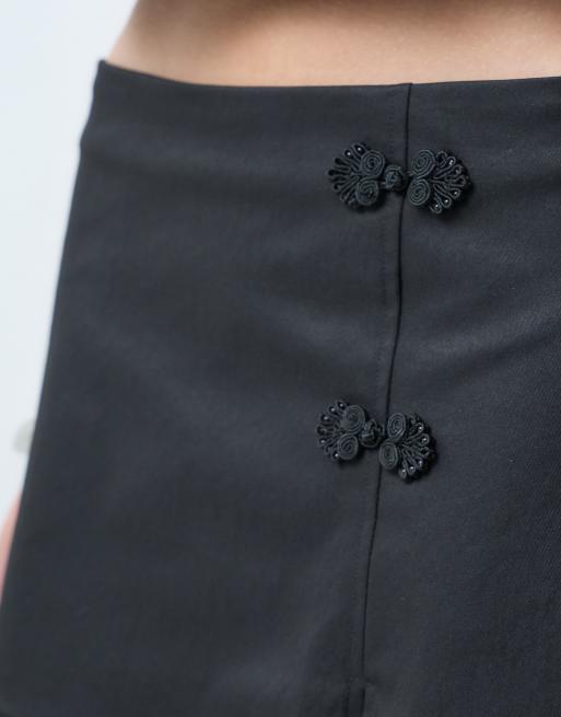 Noisy May mandarin style split mini skirt set in black, 5 of 5