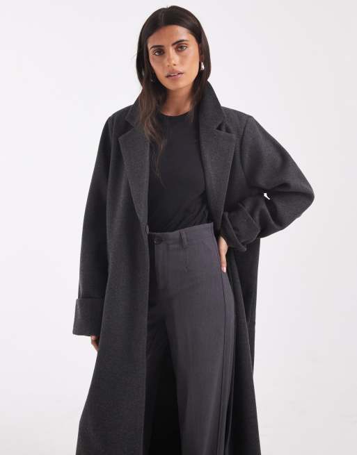 Noisy May - Manteau long aspect laine - Gris foncé chiné, 2 de 4