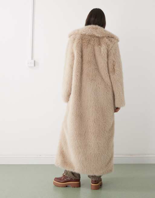 Noisy May - Manteau long en fausse fourrure - Beige, 3 de 4