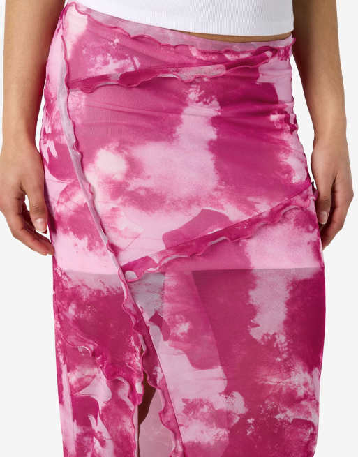Noisy May Maxi Skirt with Side Slit in Pink Pattern, 4 of 7