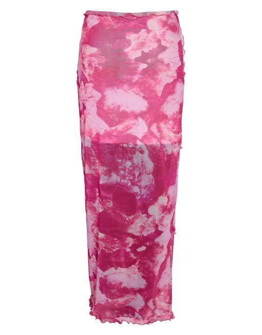 Noisy May Maxi Skirt with Side Slit in Pink Pattern, 7 of 7