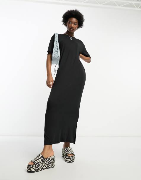 Noisy May maxi t-shirt dress in black - view 1
