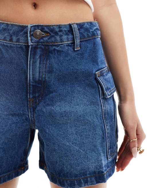 Noisy May – Mellanblå cargoshorts i denim, 5 av 5