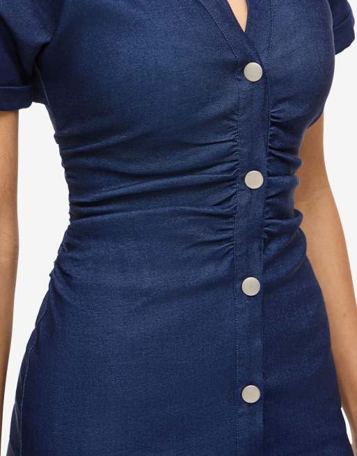 Noisy May – Mellanblå midiklänning i denim, 3 av 4