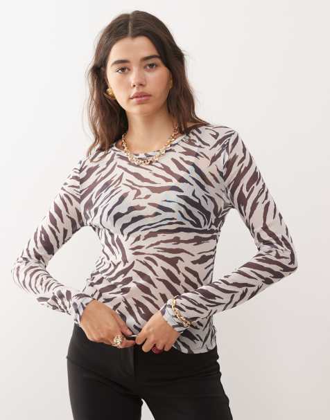 Noisy May mesh top in black zebra - view 1