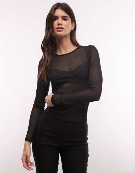 Noisy May mesh top in black, 3 of 4