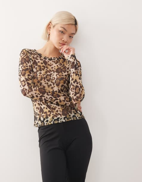 Noisy May mesh top in leopard - view 1