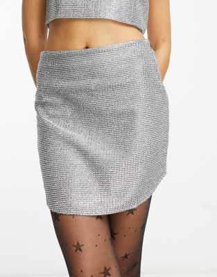 Noisy May metallic mini skirt in silver - part of a set