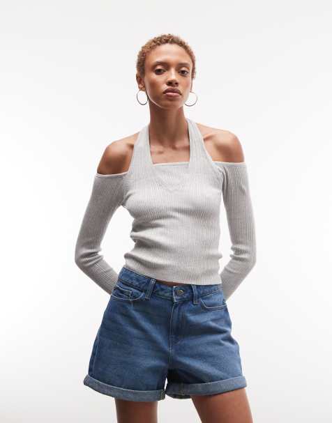 Noisy May mid waist denim shorts in mid blue - view 1