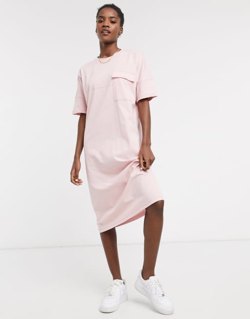 Midi t shirt store dress with pockets