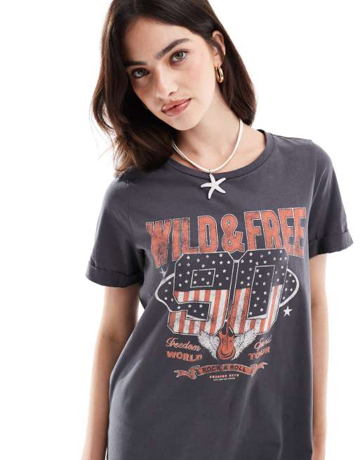Noisy May midi t-shirt dress with wild print in gray, 3 of 4