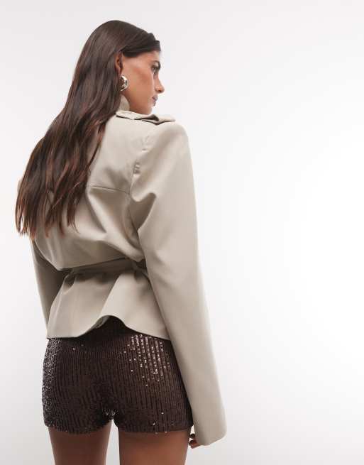 Noisy May mini glitter shorts in brown, 5 of 5