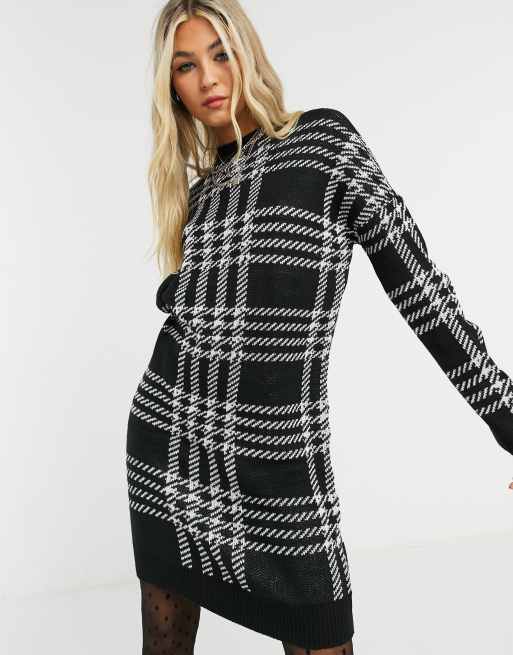 Black and 2025 white sweater dress