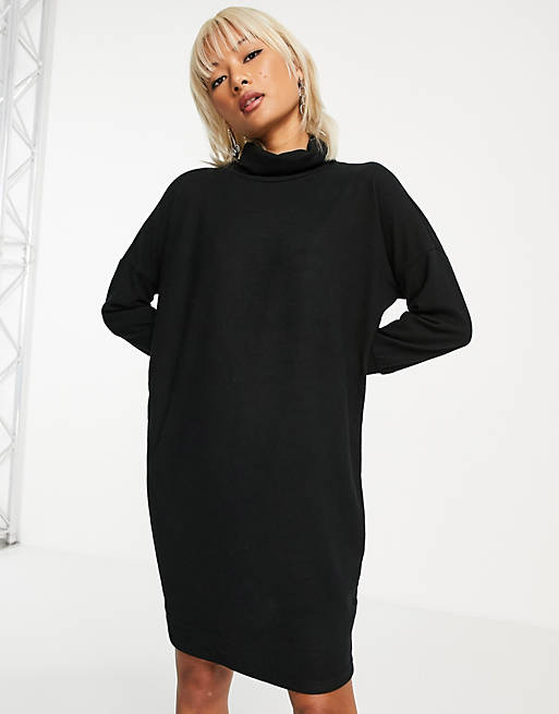 Noisy May mini jumper dress with roll neck in black