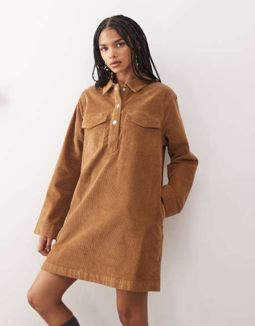 Noisy May - Mini-jurk van corduroy in warm bruin, 4 van 4