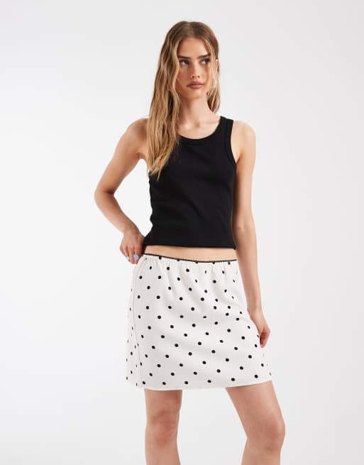 Noisy May mini skirt in cream polka dot, 2 of 5