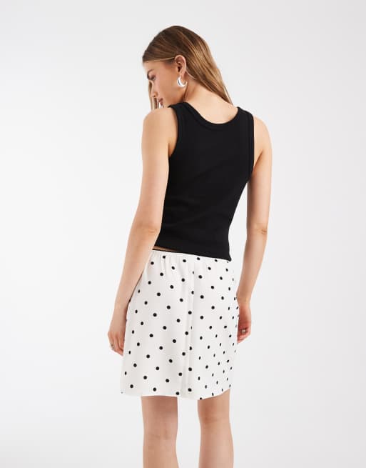 Noisy May mini skirt in cream polka dot, 4 of 5